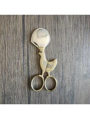 Vintage Cole's Germany Brass Chicken Egg Scissors / Cigar Cutter MCM